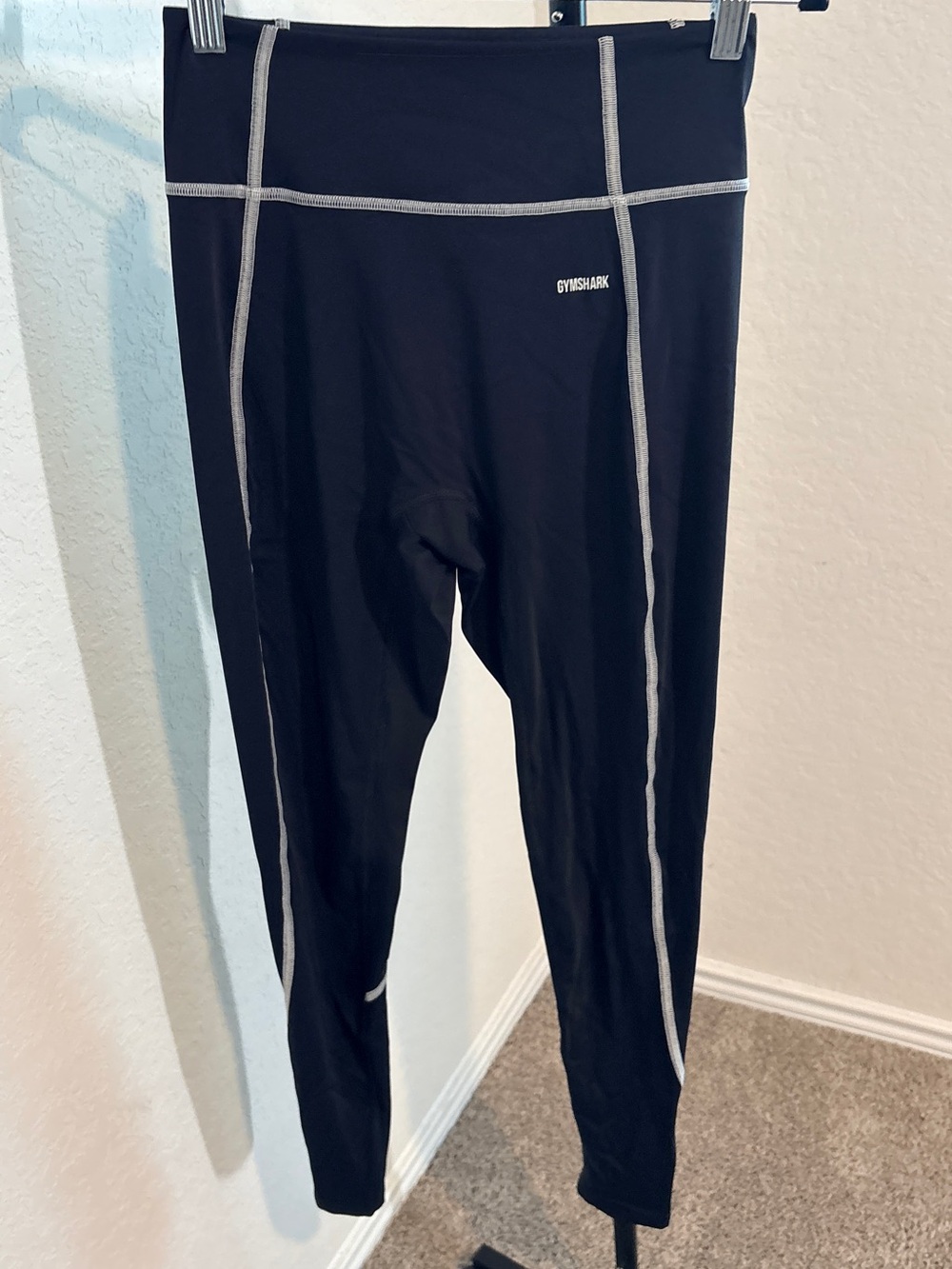 Gymshark Black Leggings with Gray Contrast Seams